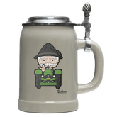 Da Oid Sinzer Bulldog Bierkrug 500ml Grau mit Deckel Hocheck Front